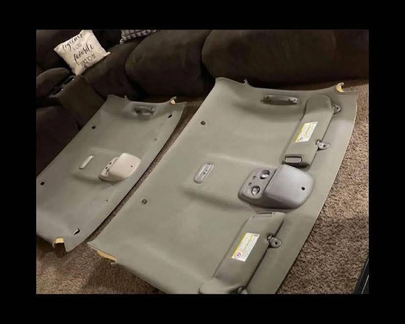 OEM Gray Overhead Headliners with Overhead Console, Sun Visors, and Dome Light to fit on 1999-2006 Silverado and Sierra model