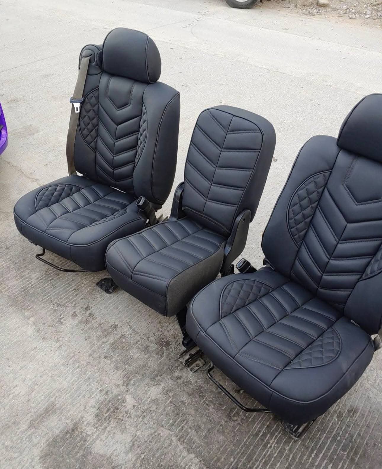 Custom Black Leather 60/40 Bench Seat with Center Console for Chevy/GMC Trucks - Image 2