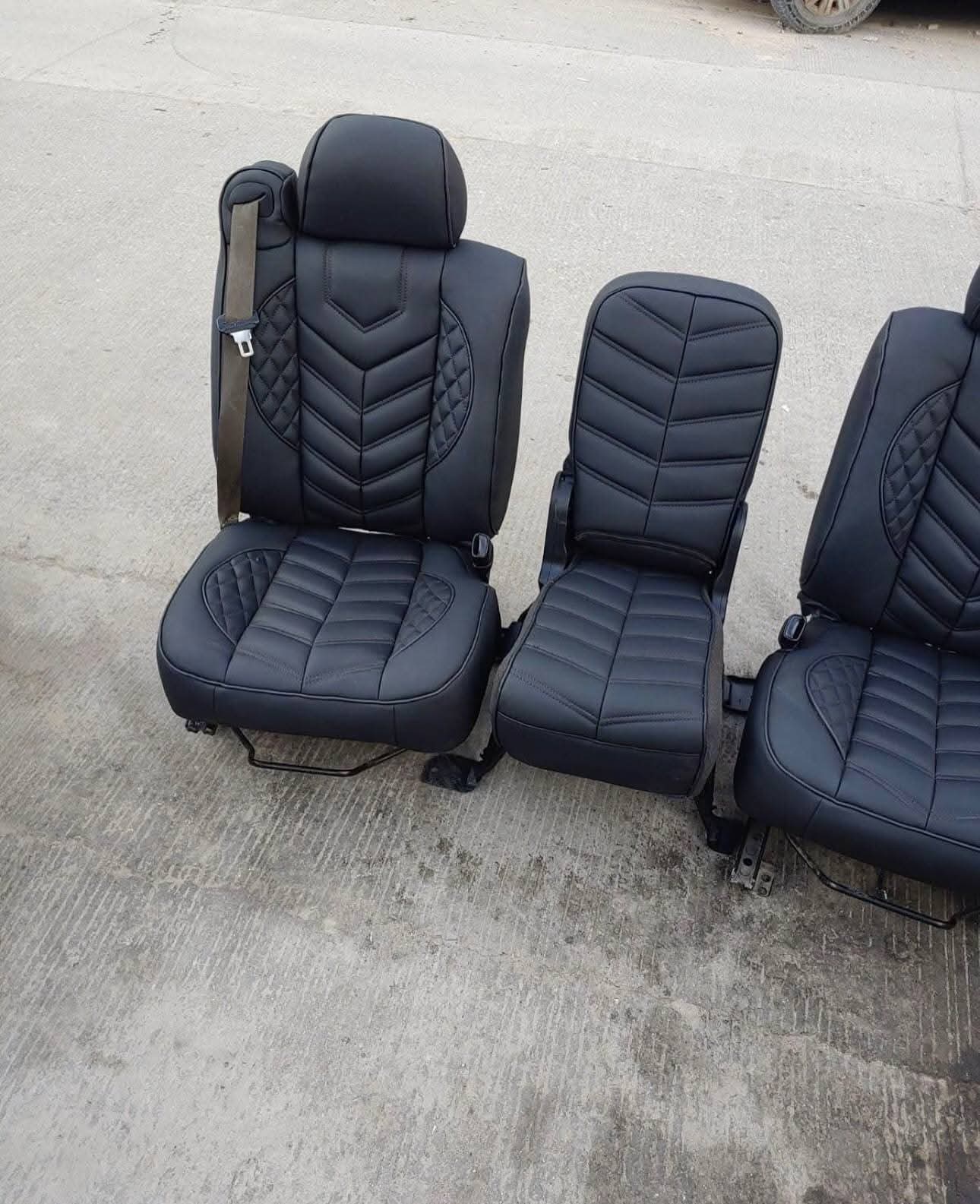 Custom Black Leather 60/40 Bench Seat with Center Console for Chevy/GMC Trucks - Image 3