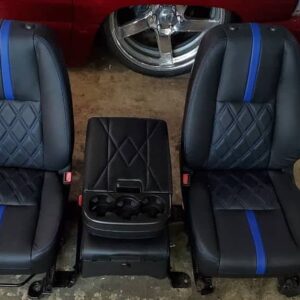 2007-2013 Chevy Silverado Black Leather Seats with Blue Stitching & Jumpseat