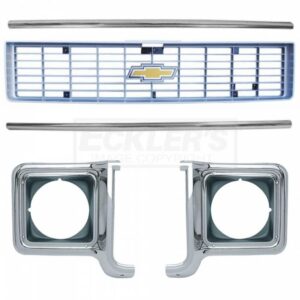 Chevy Truck Front Grille Kit, With Argent Silver Grille, 1973-1974