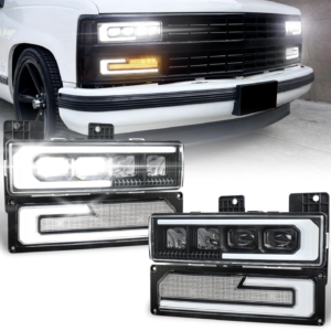 LED Headlight Assembly 500% Bright Anti-glare Headlights with Welcome DRL Turn Signal Compatible with 1988-1998 Chevy GMC C/K 1500 2500 3500 Suburban Silverado Tahoe Yukon