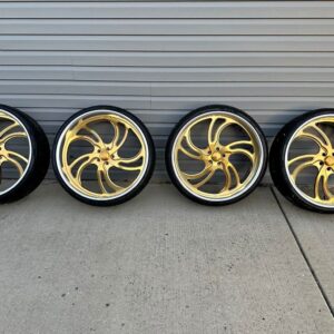 26″ US Mag Billet Wheels Staggered Set with 5″ Rear Lip 5×120 Tires 80-90% Tread