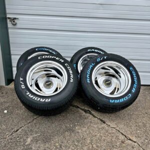 15×12 Prime Wheels Chevy, Ford, Dodge 5-Lug w/ New 295/50/15 Cooper Cobra Tires