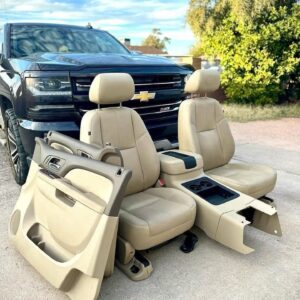 2007-2013 Chevy Silverado/GMC Sierra Tan Leather Interior Set Seats, Console & Door Panels
