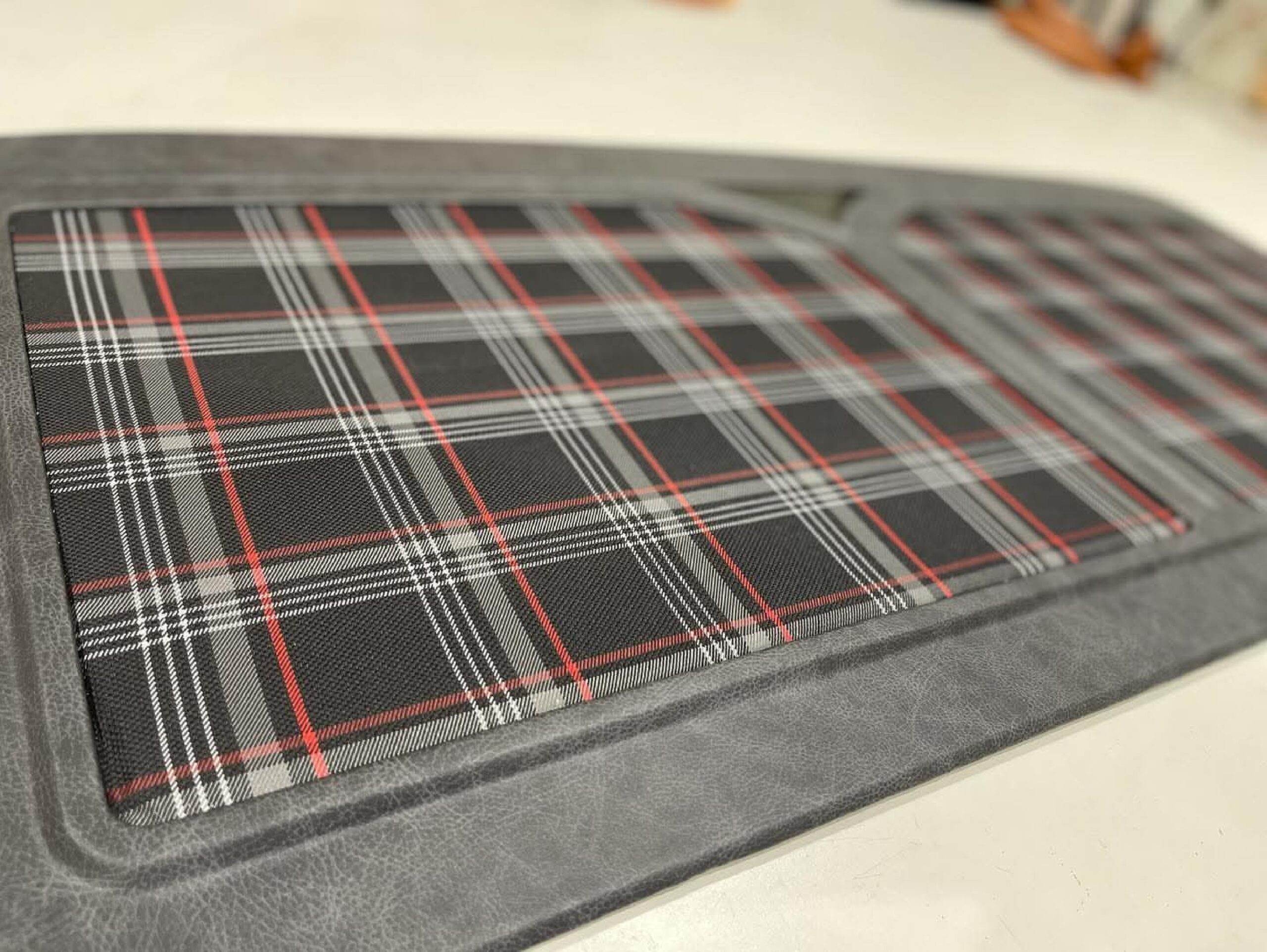 1967–1972 Chevy/GMC C10 Magnetic Headliner – Relicate Leather with Clark Plaid Inserts - Image 3